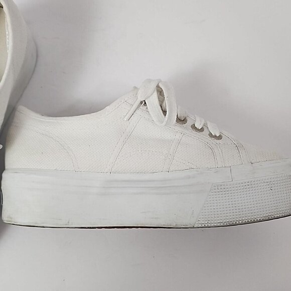 Superga Womens White Canvas Platform Sneakers, 4.5 - Picture 8 of 8